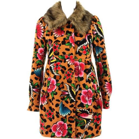 Sale! Iron Fist Leopard Fur rockabilly punk rocker  coat - Picture 3 of 9